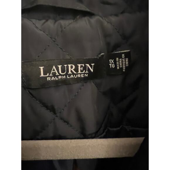 Lauren Ralph Lauren Women's 1X Double-Breasted Diamond Quilted Navy Barn Coat - Picture 4 of 11